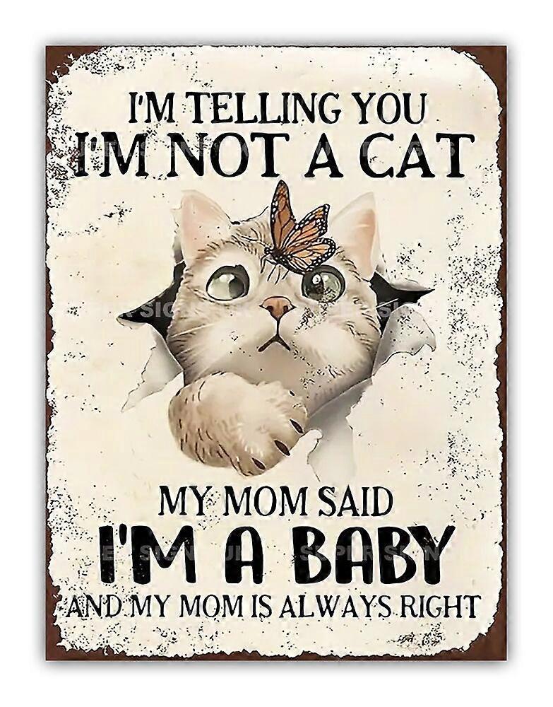 Funny Cat Baby hliníkový kovový nástenný nápis pre domáce zvieratá Mode-163