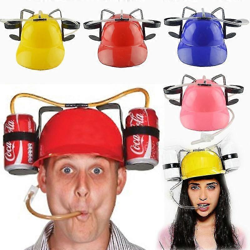 Lazy Beer Soda Helmet Drinking Hat Birthday Party Cool Unique Toy Handsfree Drink Toy Miner Hat