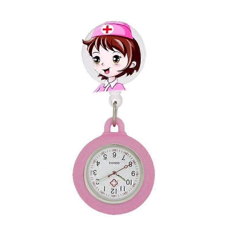 10pcs / lot מקסים חמוד אנימציה אחות רופא דפוס פלסטיק נשלף תג סליל שעוני כיס נשים בית חולים שמלה שעון מתנה