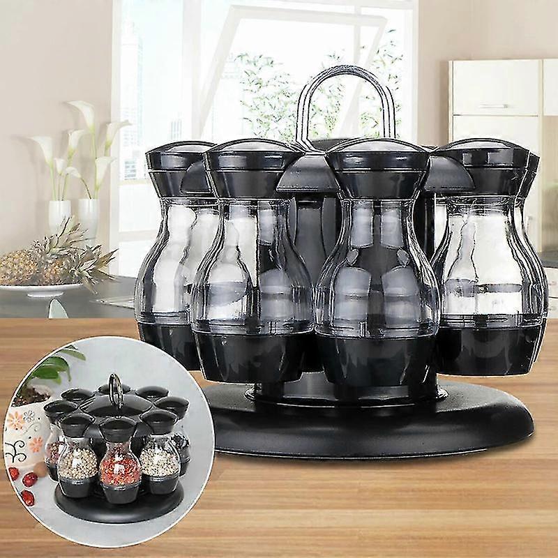 Spice Carousel, Rotatable 360 , Portable, Plastic, Black / Transparent