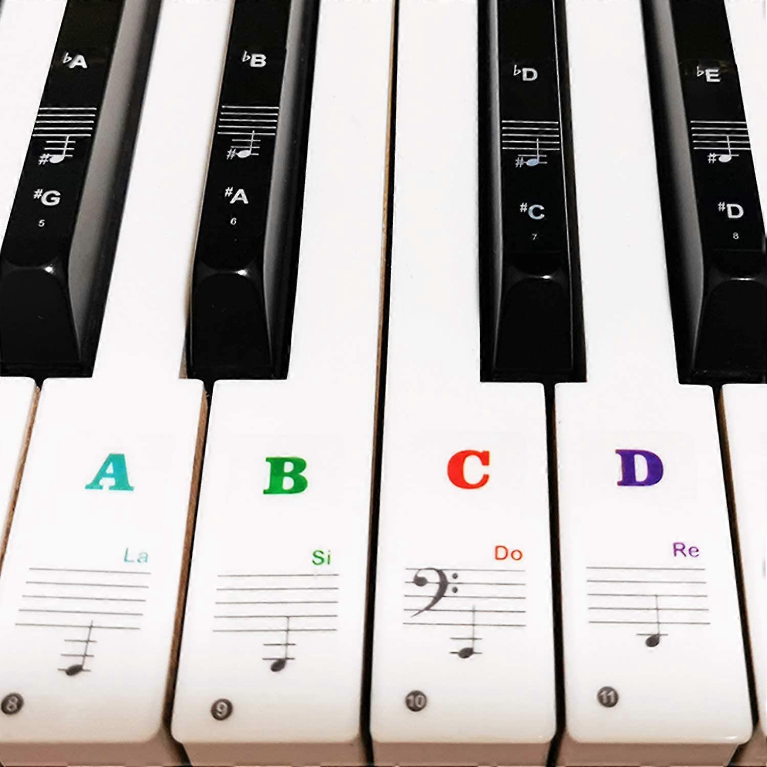 Piano Keyboard Stickers for 88/61/54/49/37 Key, Bold Large Letter Piano Stickers for Learning, Removable Piano Keyboard Letters, Notes Label for Begin