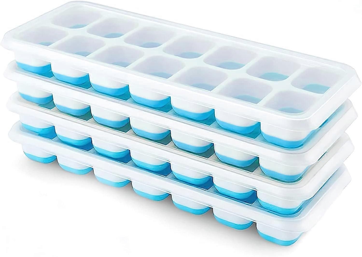 4 ice cube trays with removable lids for the freezer (blue)