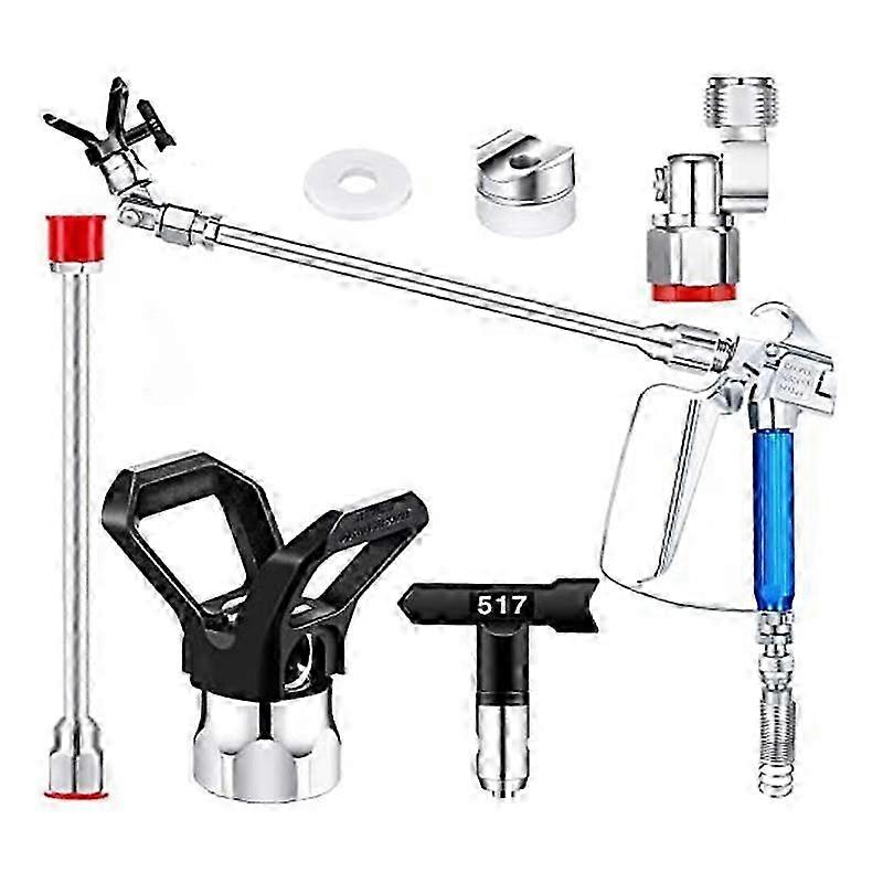 5 Pcs Airless Sprayer Hose Kit 3600 Psi 517 Tip Swivel Joint With Nozzle Guard Tips And Extension Rod For Airless