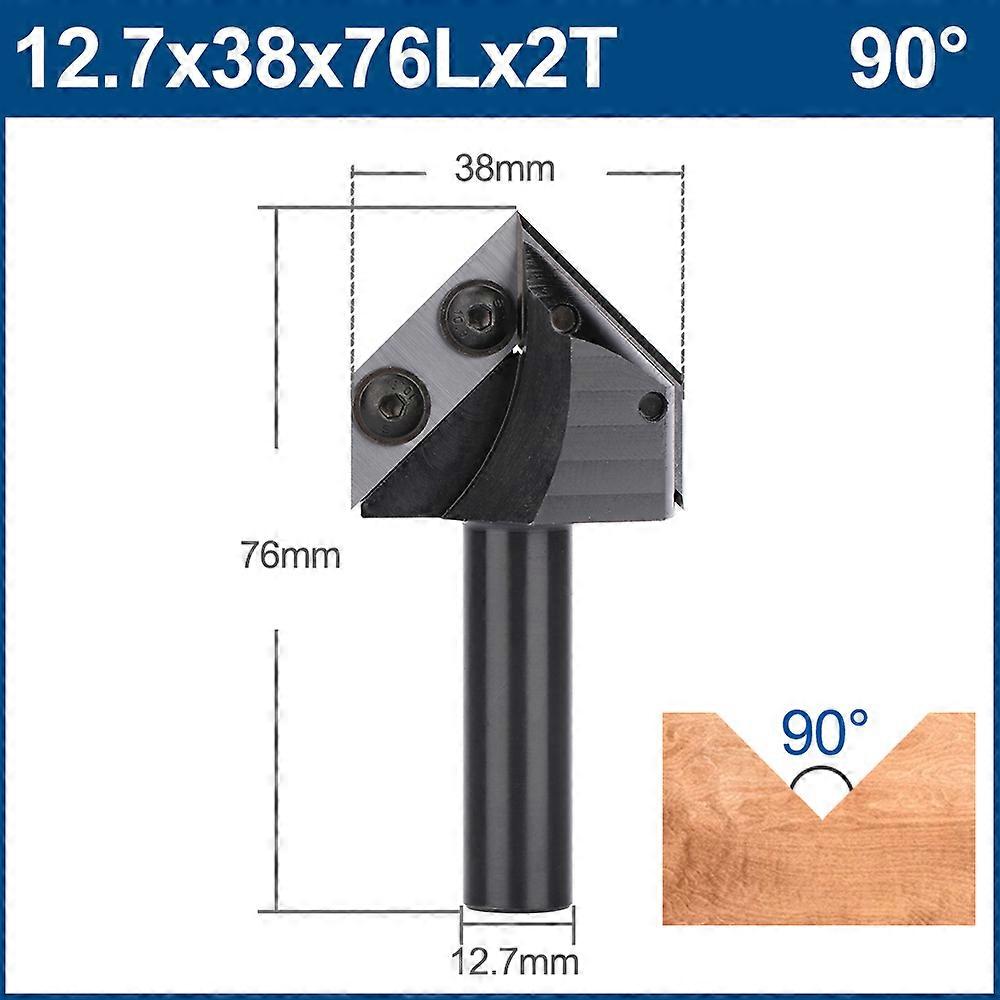 Milling Cutter V Groove Router Bit 90 120 Degrees 12 Shank V Slot Wood Planer Bit with Carbide CNC Insert Woodworking Tool
