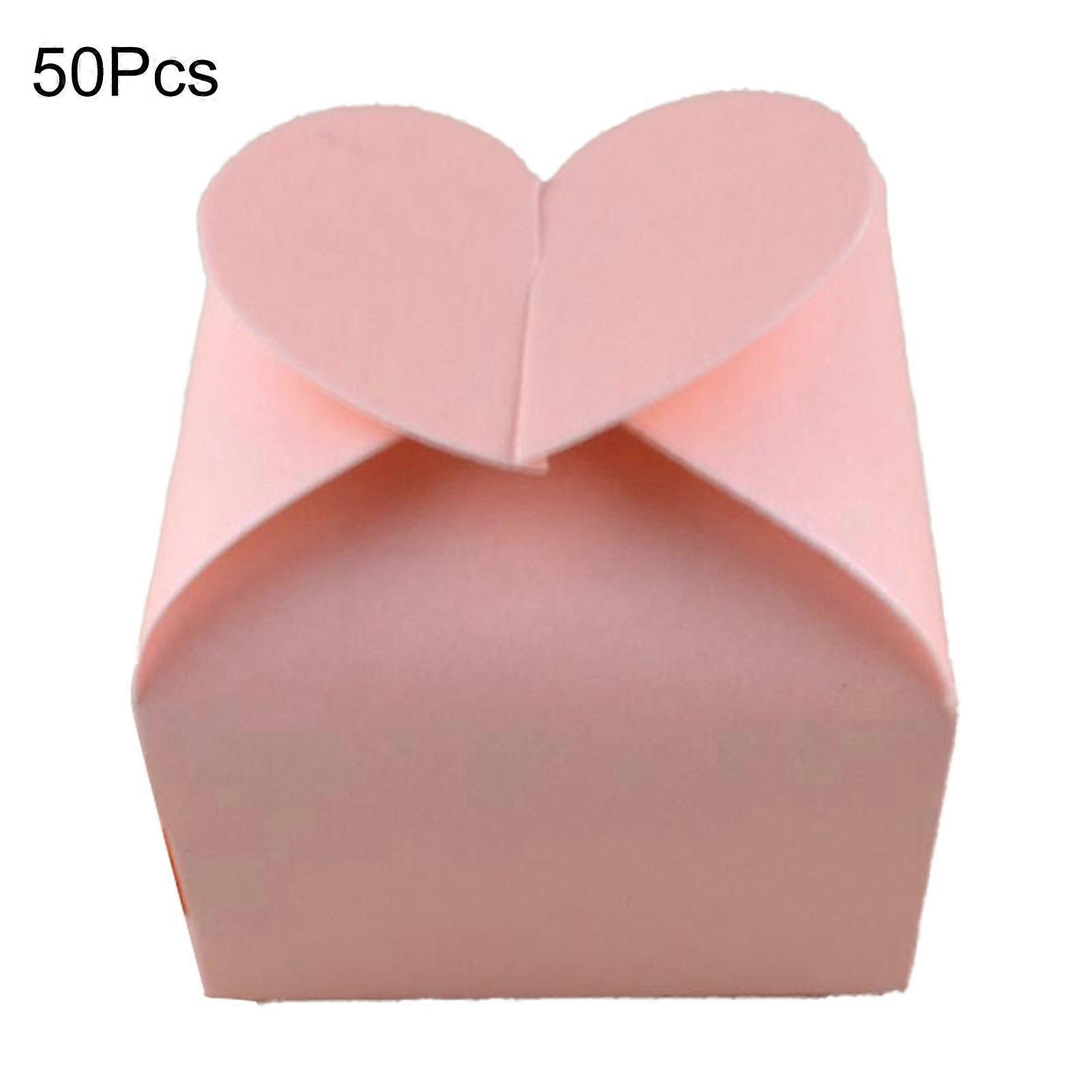 MengXi 50Pcs Candy Boxes Eye-catching Sleek Paper Heart Designed Favor Boxes for Wedding