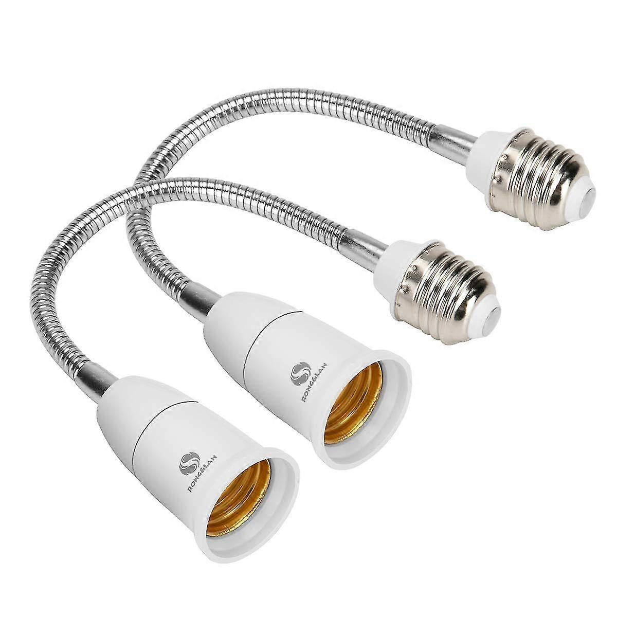 E27 Light Socket Extender, 360degreeadjustable Light Bulb Extender 2pcs White, socket Extension Led Light Bulb Adapter, socket Converter For (15.75inch)