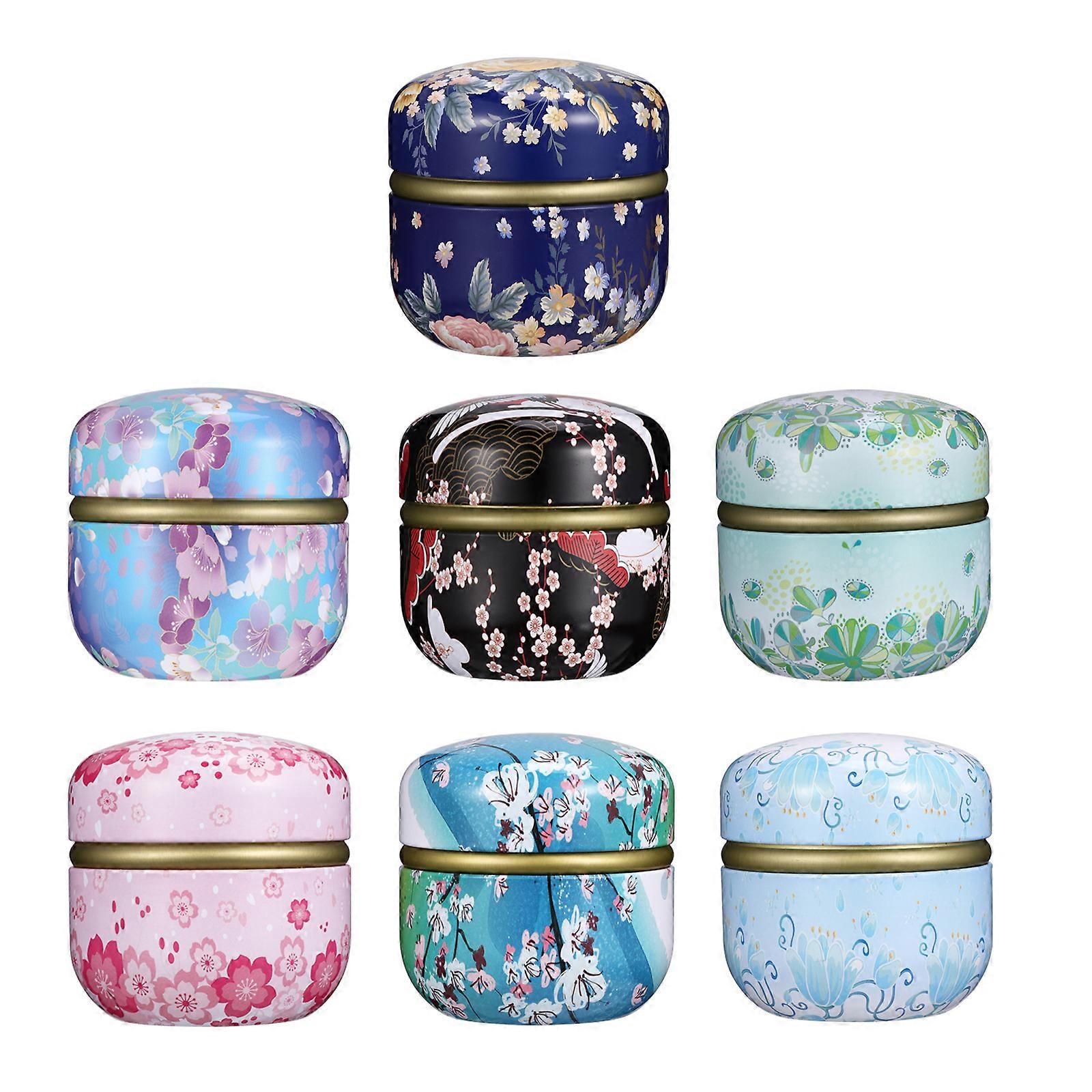 7 Pcs Iron Round Empty Tins Candle Tin Jars Balm Aromatherapy Spices Container