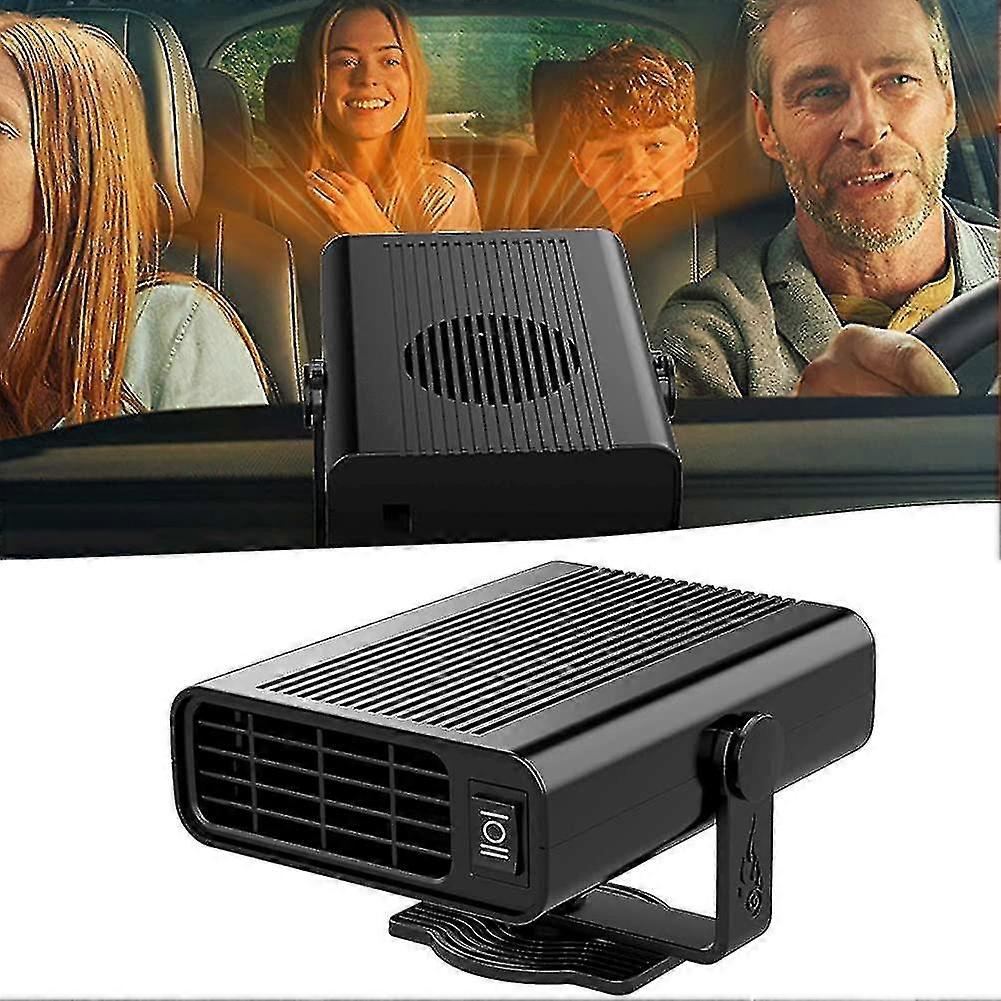 Portable 12V Car Heater & Fan - 2-in-1 Defroster For Windshield, Plugs Into Cigarette Lighter (120W)