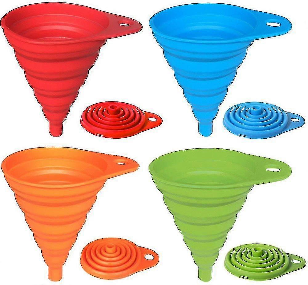 4 Pack Silicone Collapsible Funnel, Flexible/foldable/kitchen Funnel