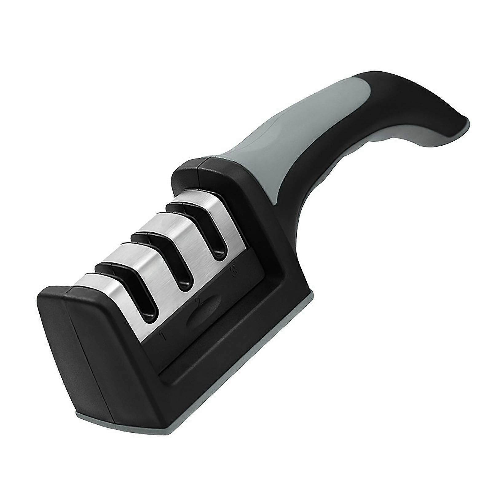 Kitchen Sharpener Speed Grinding Comfortable Grip 3 Stage Slots Non-Slip Safe Efficient  Manual Sharpener for Home