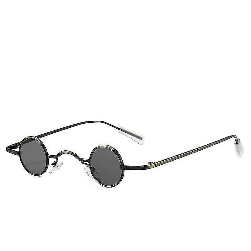 Retro Mini Round Men's Metal Frame Small Round Frame Gafas de sol-negro