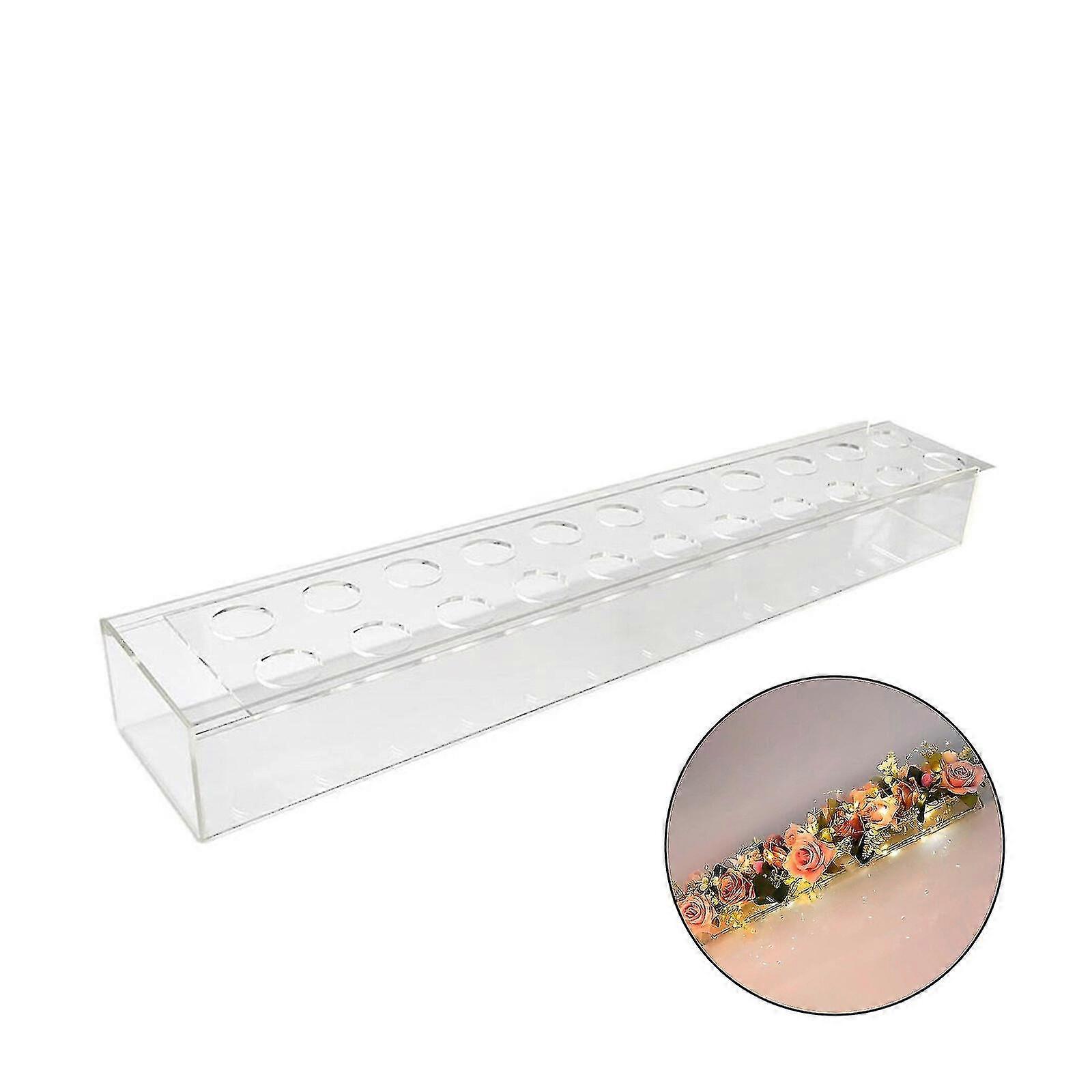 Clear Acrylic Flower Vase Rectangular Floral Centerpiece For Dining Table, Flower Vase Clear Acrylic Long Rectangular Clear (with Light