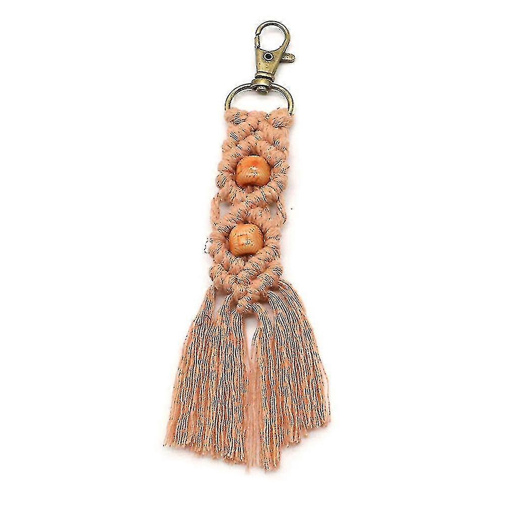 Mini Macrame Keychains Boho Macrame Bag Charms For Car Key,khaki