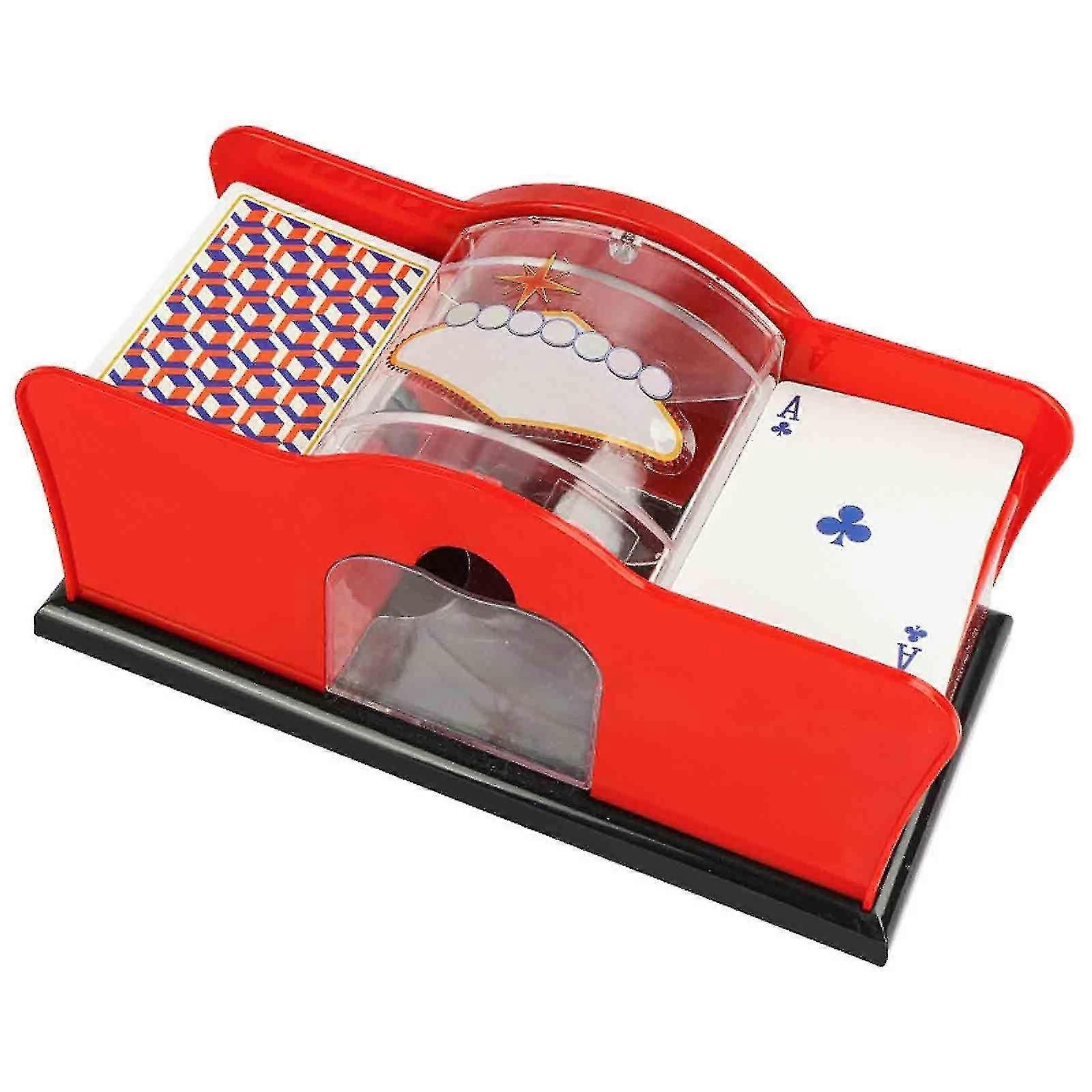 Shuffler Machine, Hand Cranked Shuffler, Cards Shuffler With Easy Hand Cranked System, For Home Game  Red