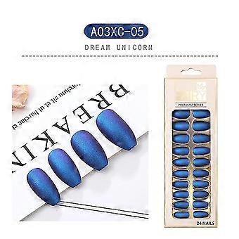 24 stuks Matte Fake Nail Patch Effen Kleur Lijm Type Verwijderbare Korte Paragraaf A03XC-05