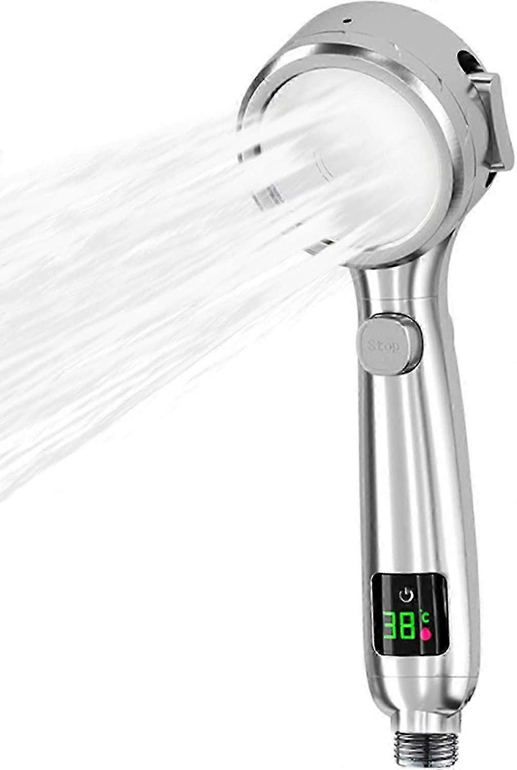 Shower Head Temperature Display,LED Temperature,High Pressure Hand Held,Water Saving with 4 Spray Setting