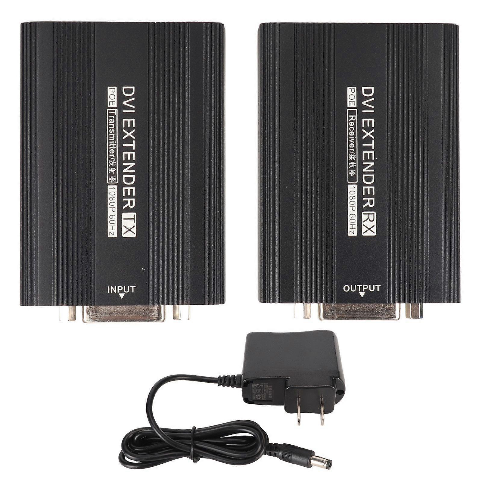 DVI Extender 1920x1080P At 60HZ POE Single Power Supply Plug and Play Video Extender 100240V US Plug