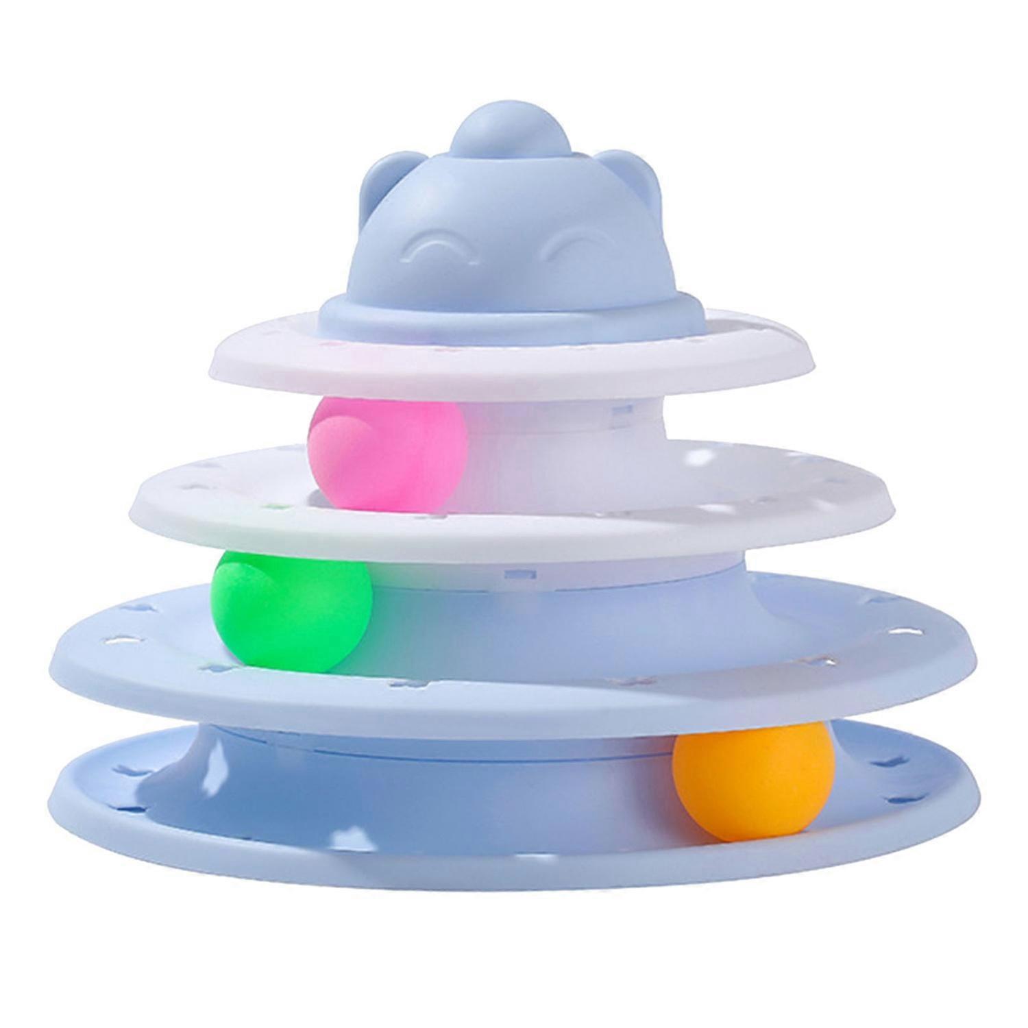Cat Turntable Ball Toy 3 Tier Interactive Mental Physical Exercise Cat Ball Track Toy Kitten Supplie