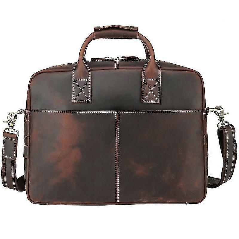 Bärbar portfölj i läder, vattentät reseväska 15,6 tum