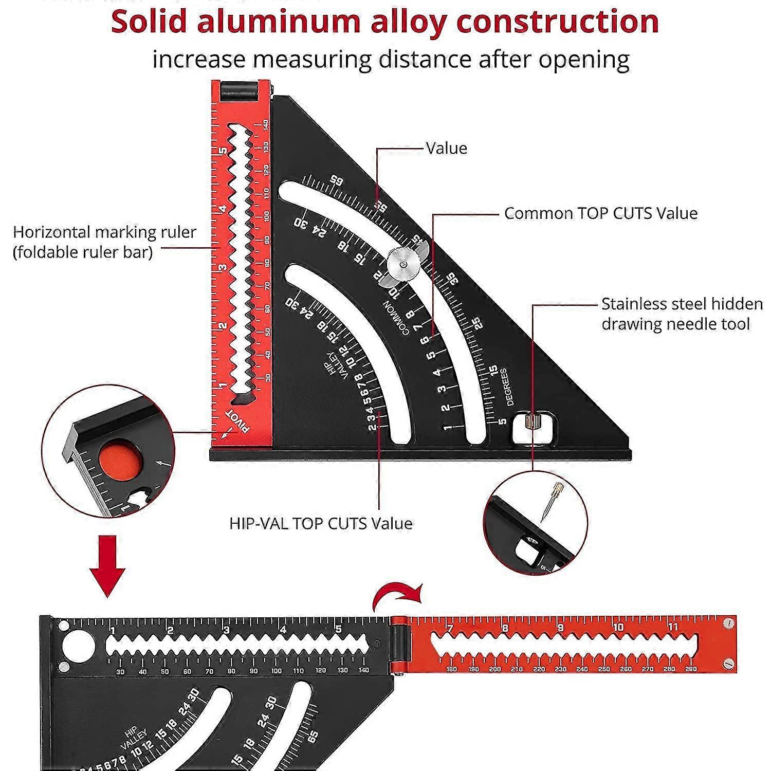 Folding Triangle Ruler Speed Square Adjustable Positioning 6-inch ...