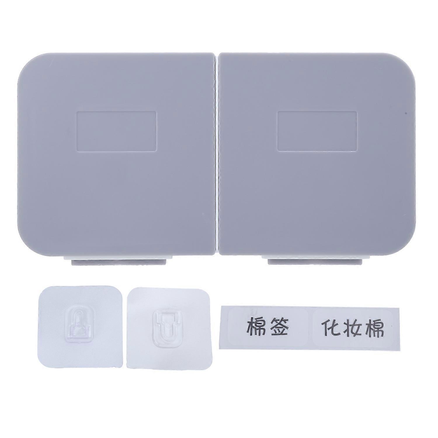 ماكياج مربع مثبت على الحائط غطاء فليب قابل للإزالة منظم وسادة قطنية قابلة للغسل للحمامأبيض رمادي