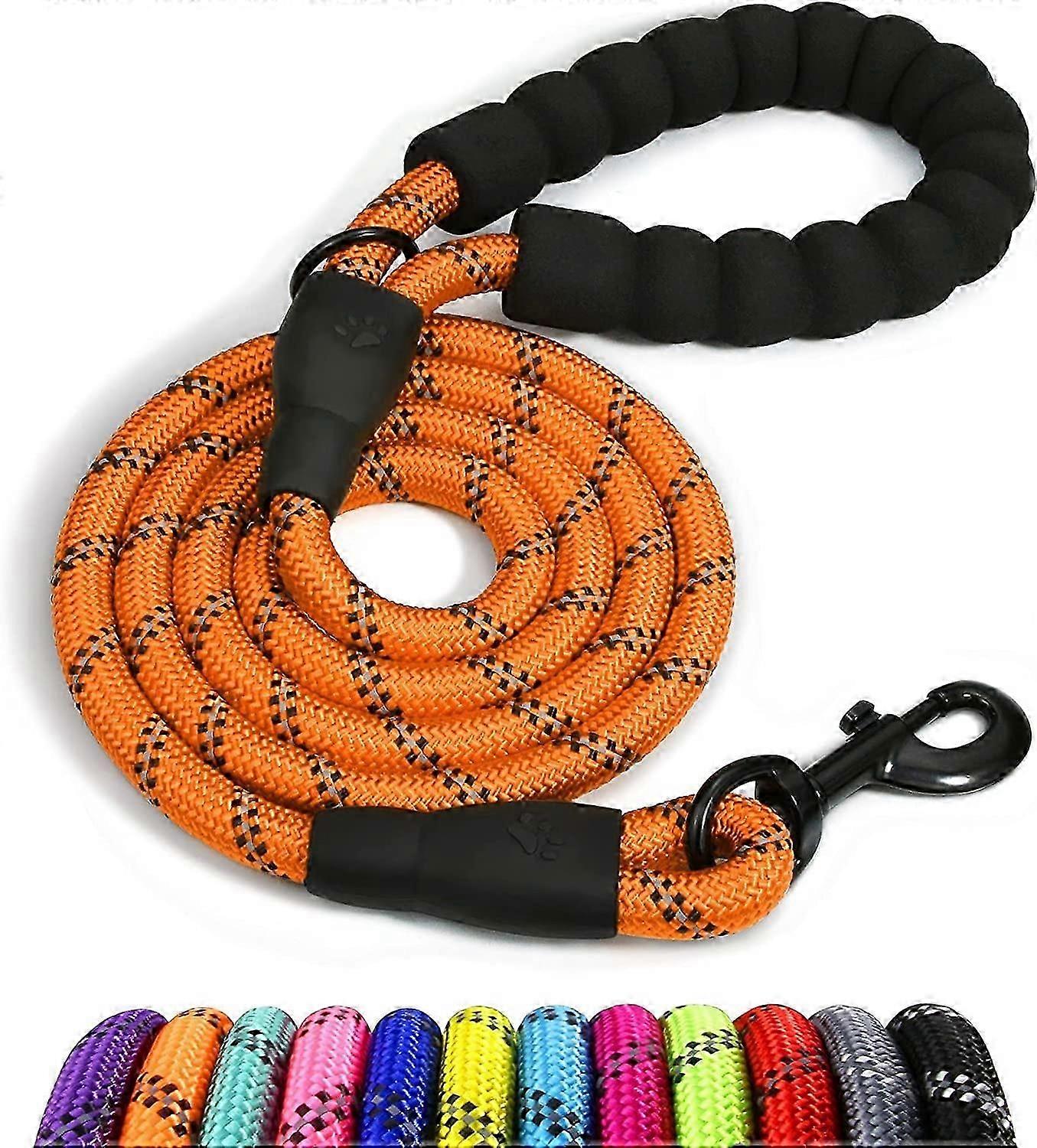 Köpek İpi, Yumuşak Yastıklı Saplı ve Yansıtıcı İplikli Naylon Köpek Tasması, 150cm x 1.2cm, Turuncu