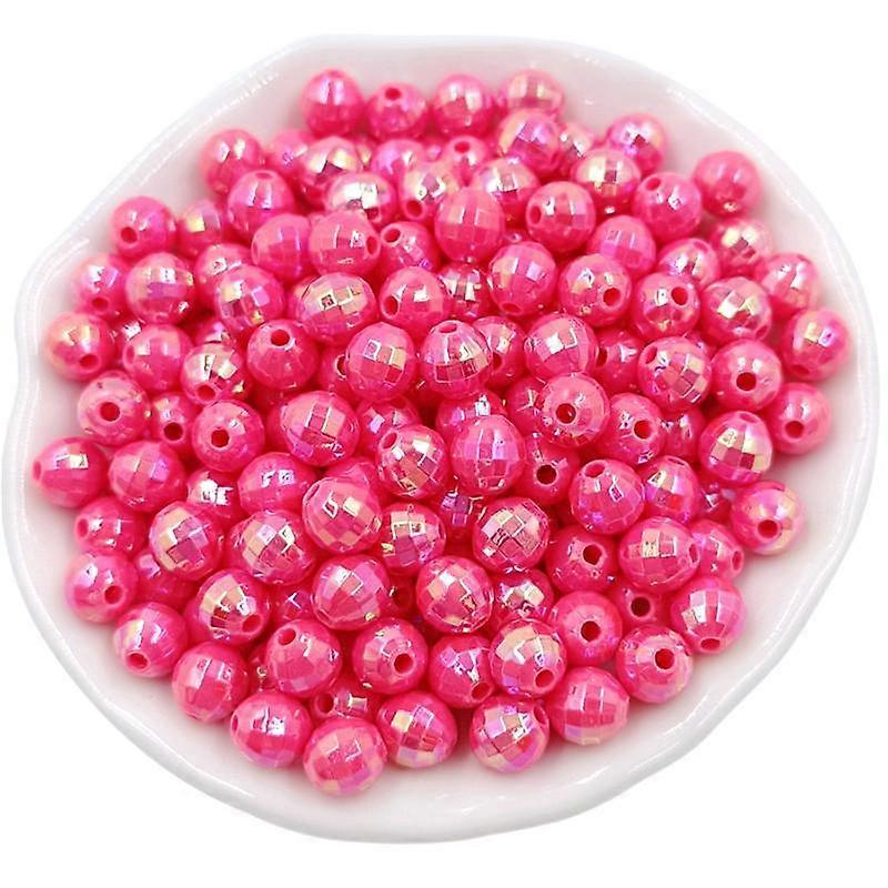 50Pcs 6mm Acrylic AB Multi-faceted Round Ball Loose Beads for Bracelet Necklace Making