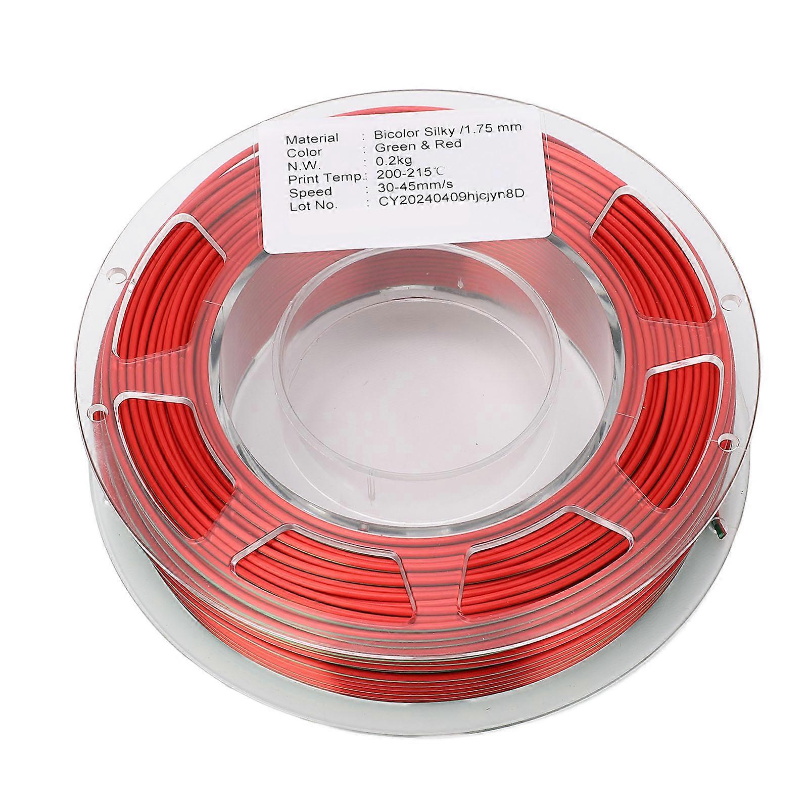 3D Printer PLA Filament 1.75mm Spool Bundle 200g Printing Consumable Silk Green Red