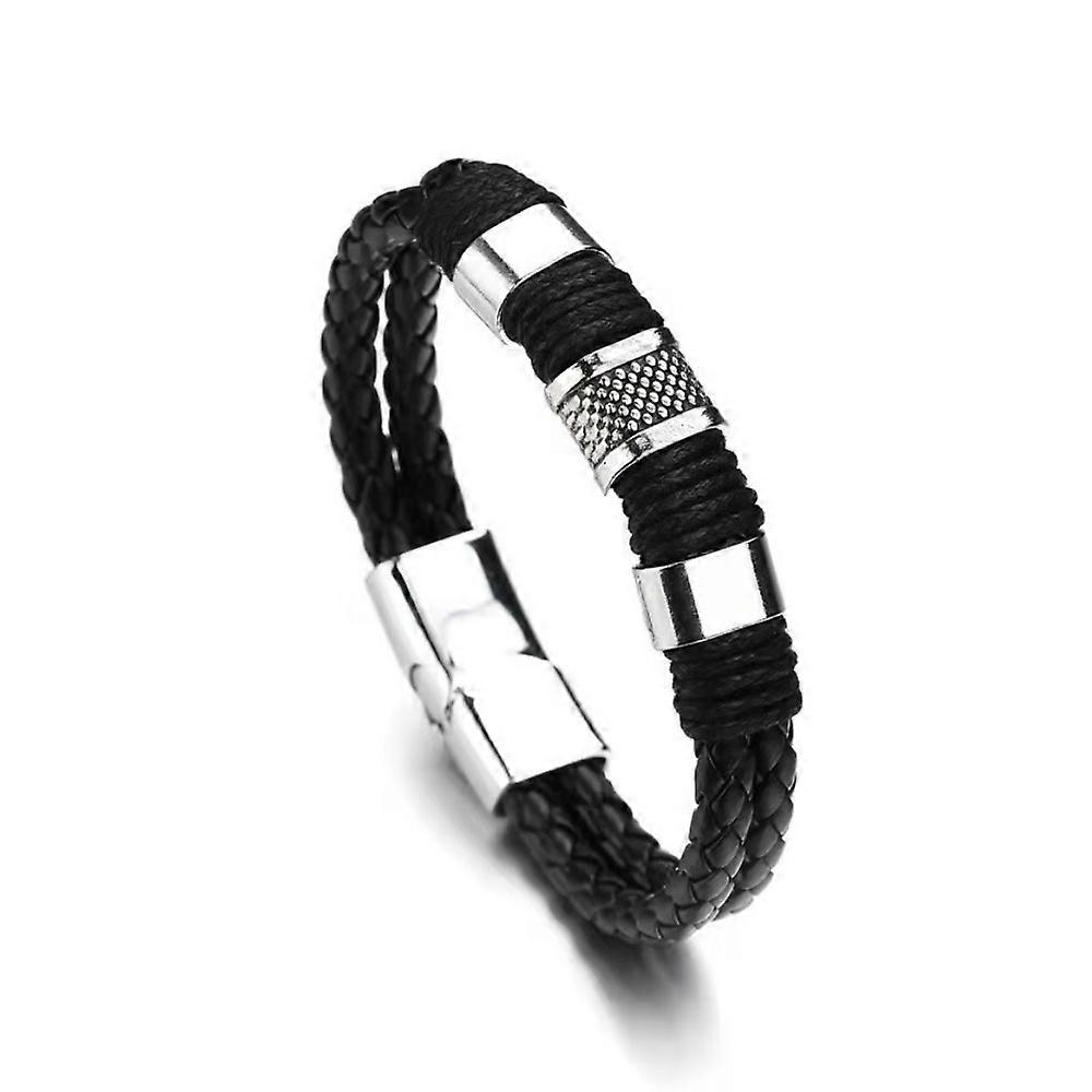 Men's stylish personalized braided leather bracelet