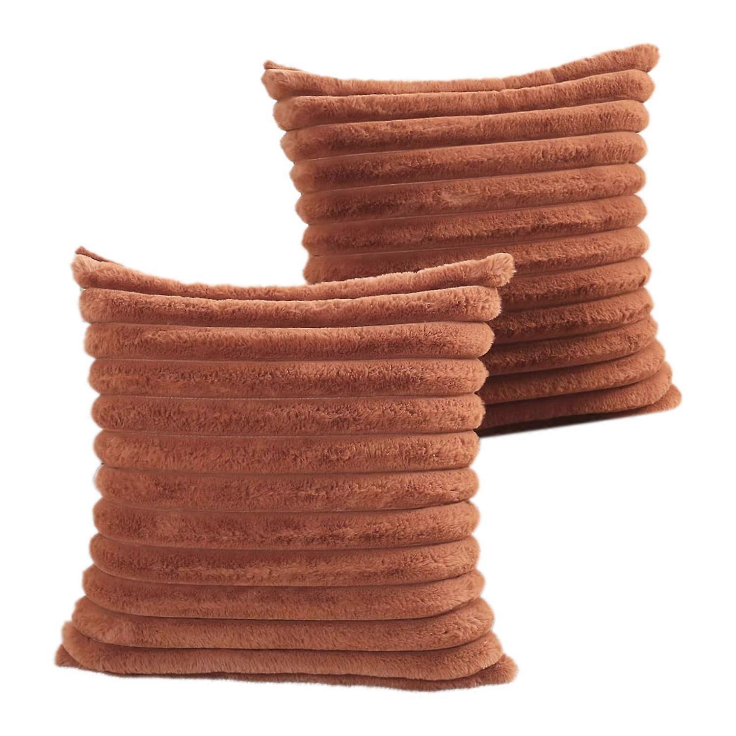 Fodere per cuscini in velluto marrone caffè, set da 2, quadrato 45 cm