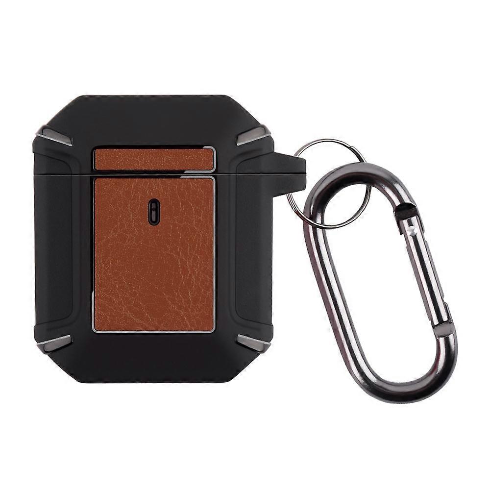Leather Texture Armor Earphone Protective Case For AirPods 2 / 1