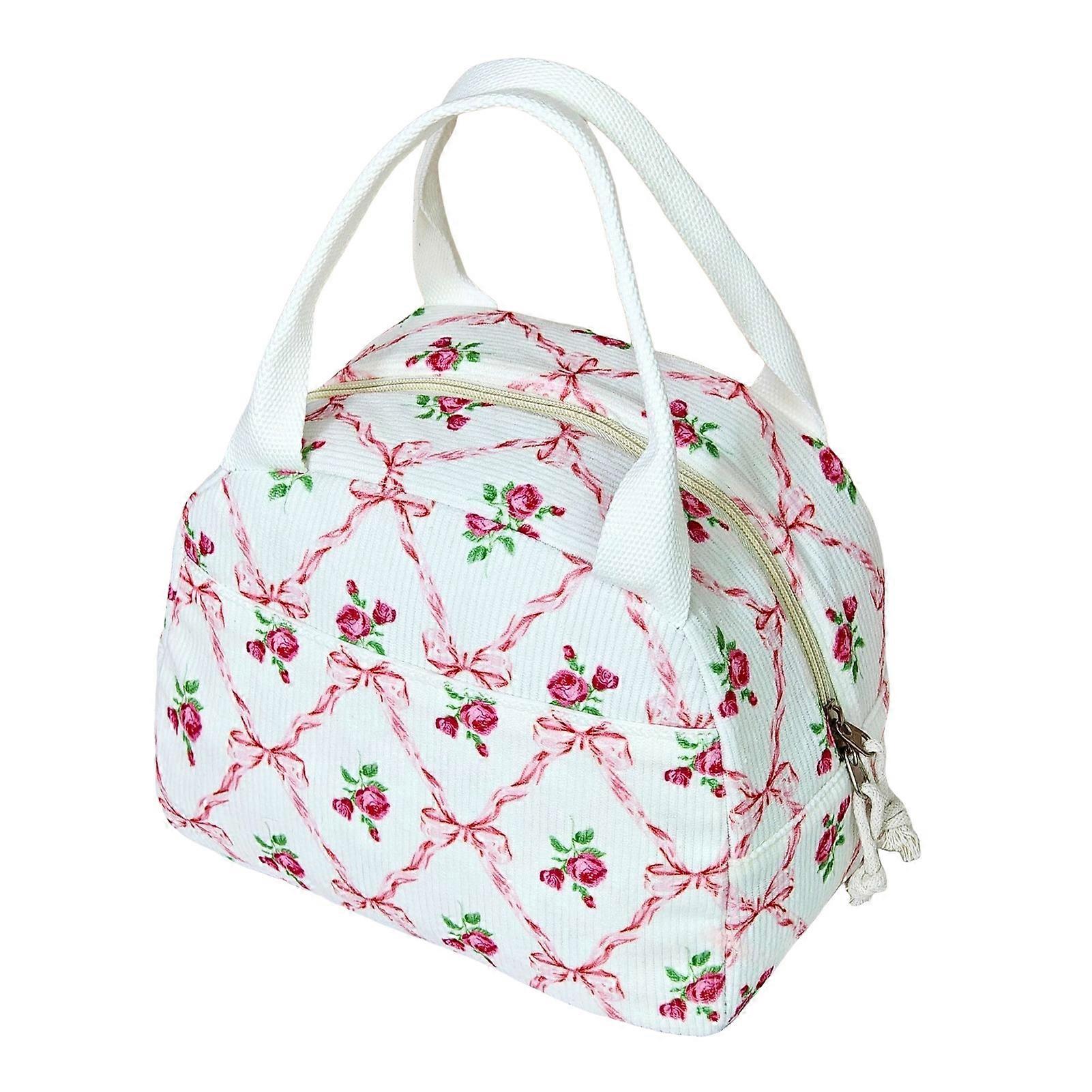 Cute Lunch Box for Women Spring Floral Pattern Mini Duffel Bag for Office Work
