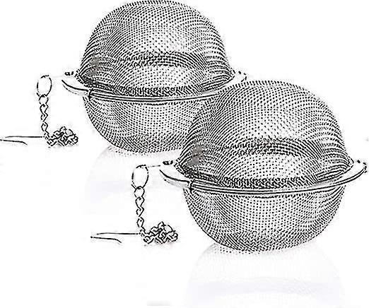 2 Pcs Tea Strainer, Stainless Steel Mesh Ball Infuser, Tea Filter Diffuser With Extended Chain For Tea And Spices