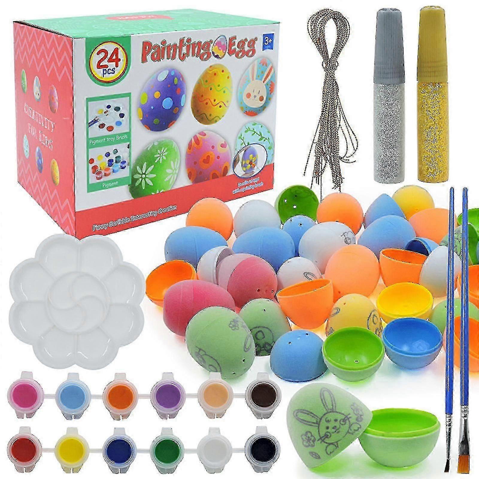 24pcs Diy Drawing & Coloring Egg Toys-easter Eggs Painting Kit,fillable Easter Egg