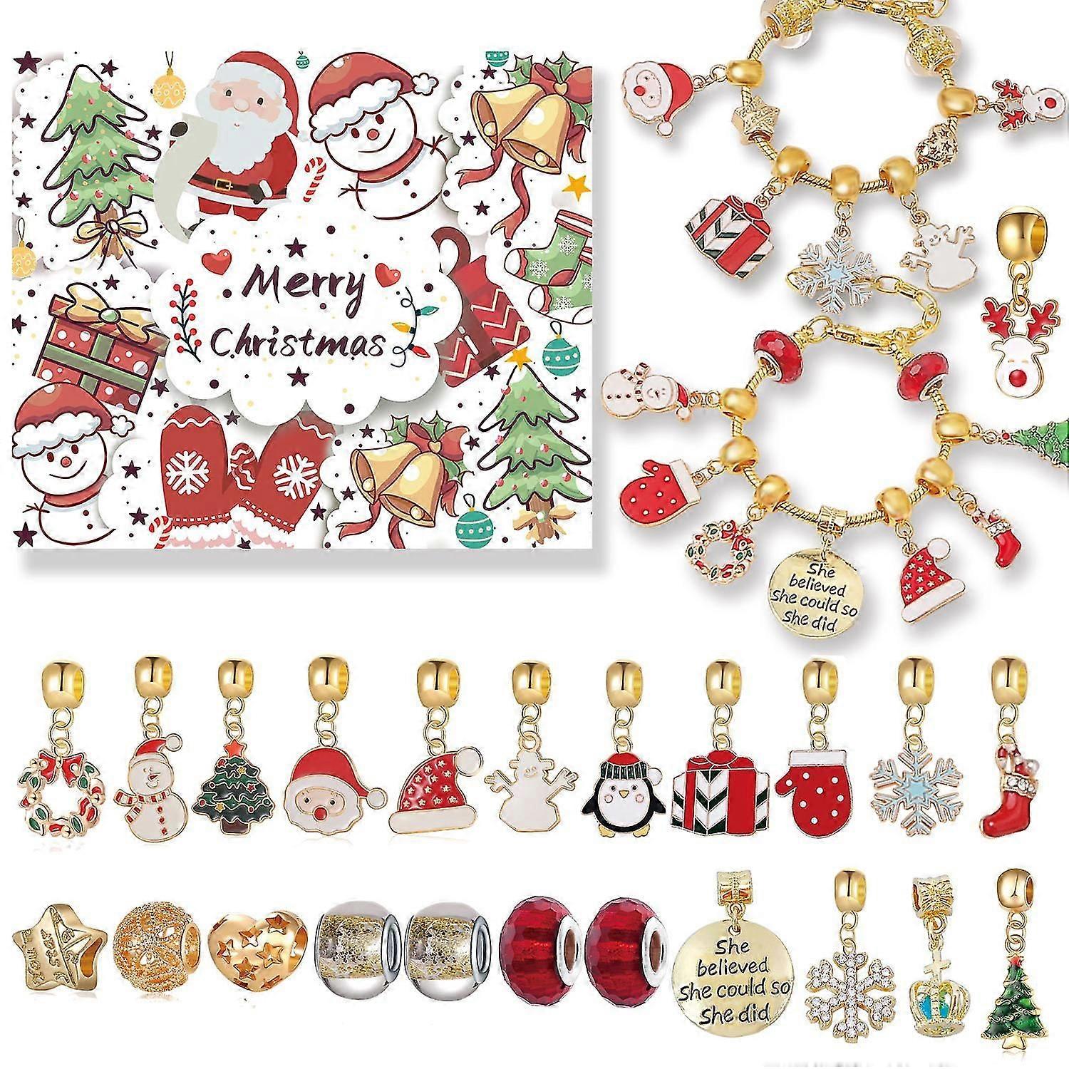 Weihnachten Countdown Kalender Geschenkbox Set DIY Perlen Handwear Advent Weihnachtsbaum Armband Geschenk Weihnachten Advent