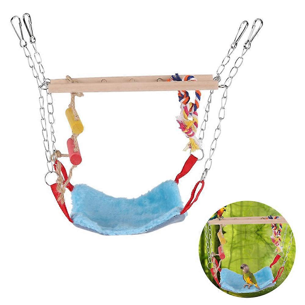 Bird Swing For Small Medium Parrots, Natural Wood Stand With Bilateral Hooks, Hanging Bite Resistance Toys For Exercise, Year-Round Comfortable Nest