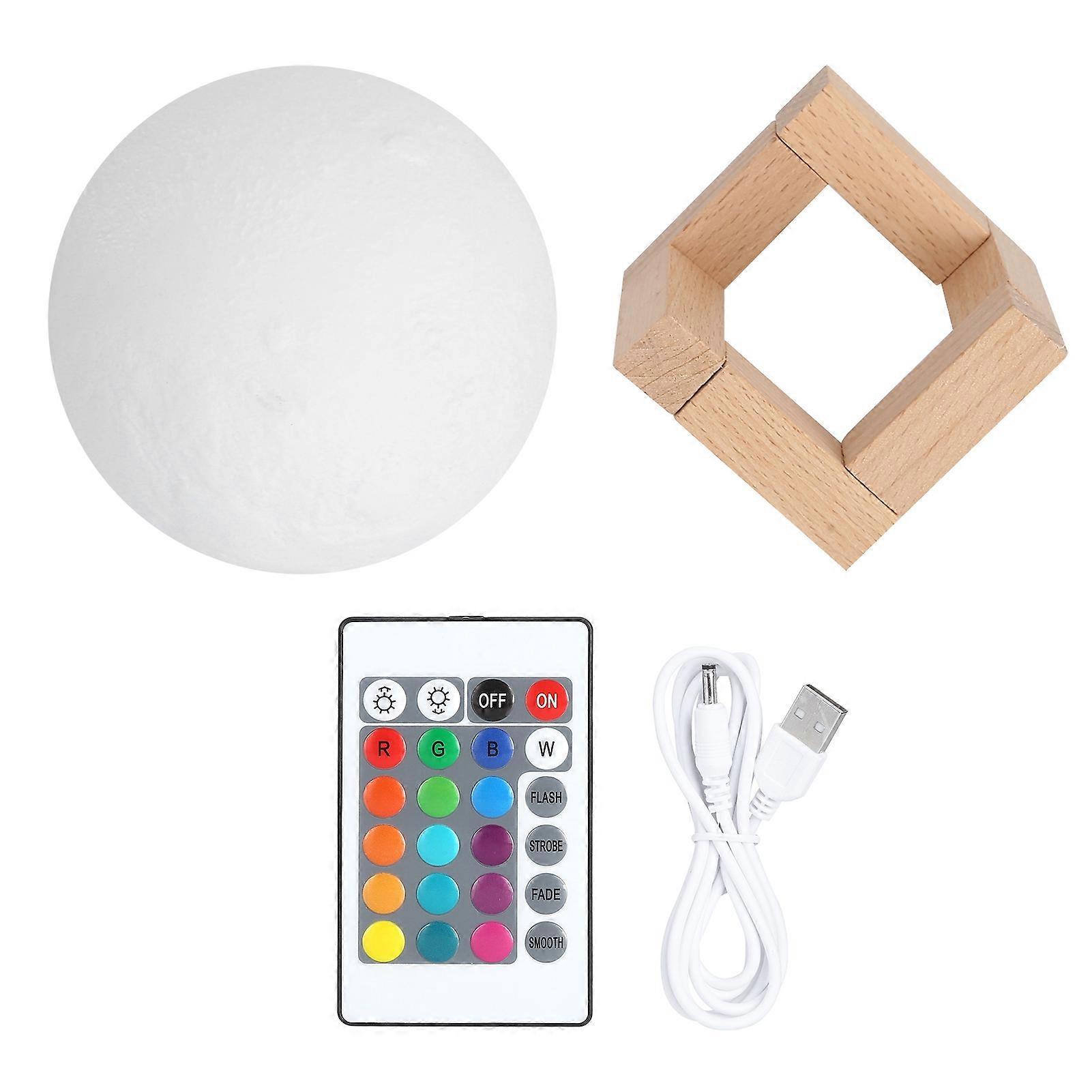 3 Dimensional LED Moon Lamp With 16 Color Options Touch Control RGB Night Light Bedside Lamp