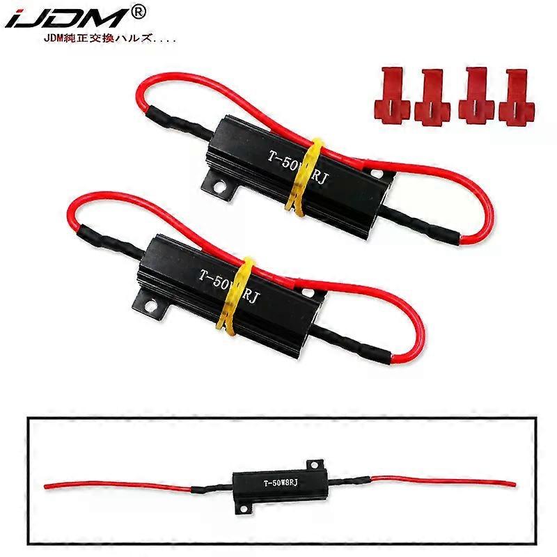Applies to 2pcs 50W 8-Ohm Load Resistors w/ 20cm Connect Wire  For LED Turn Signal Light Bulbs Solve Fix Hyper Rapid Flash