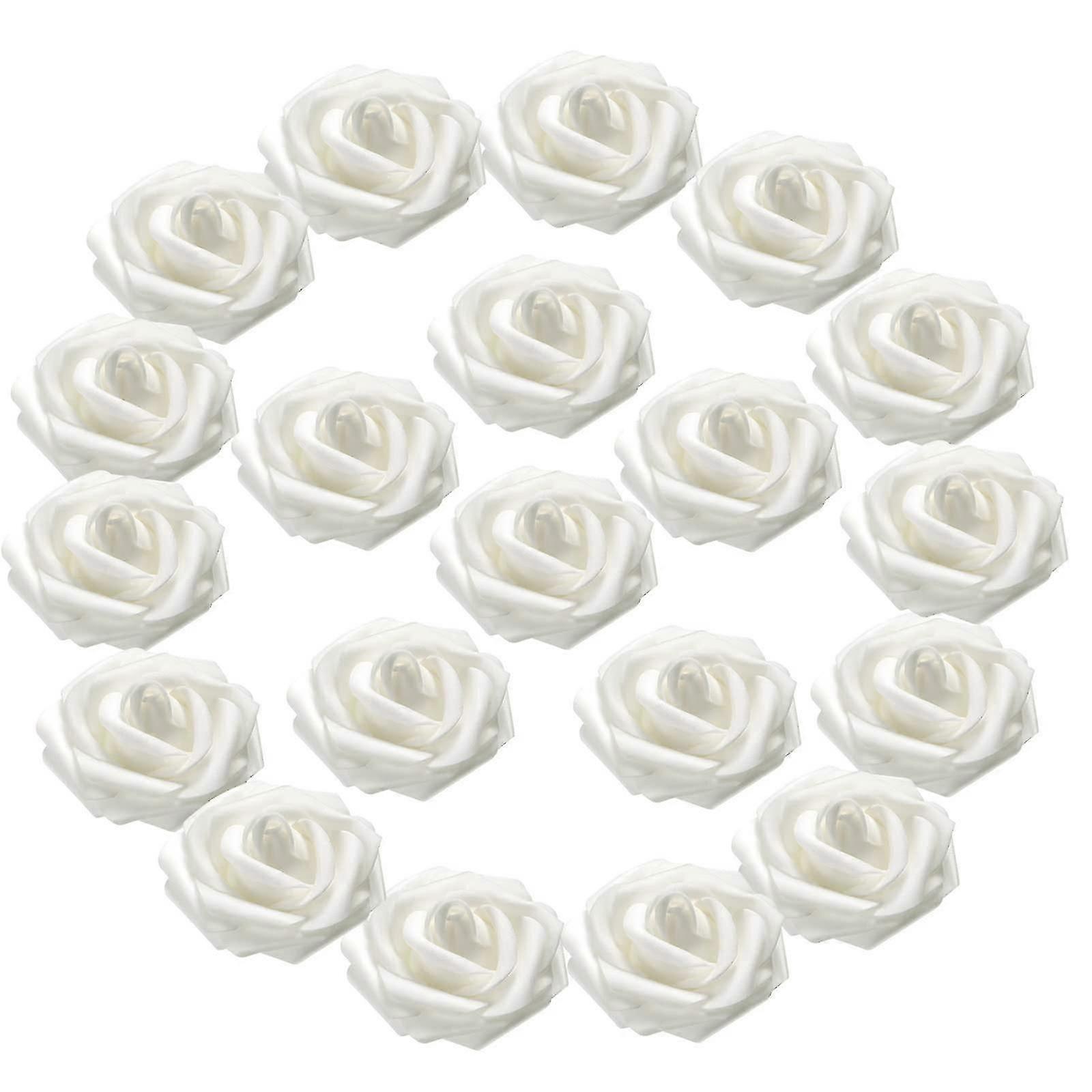 20pcs Artificial Roses White Faux Flowers Elegant Simulation
