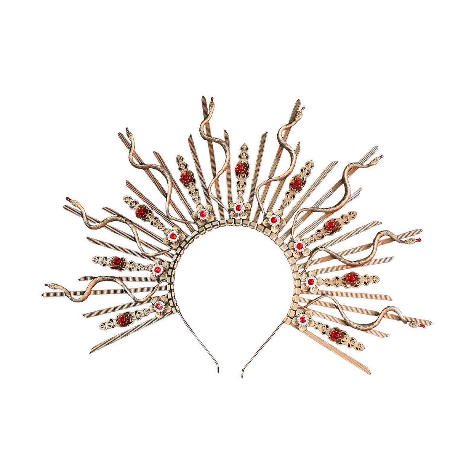 Adjustable Snake Head Crown Hair Accessory for Women Perfect for Adding a Touch of Mythical Charm to Any Styles Outfit gold red