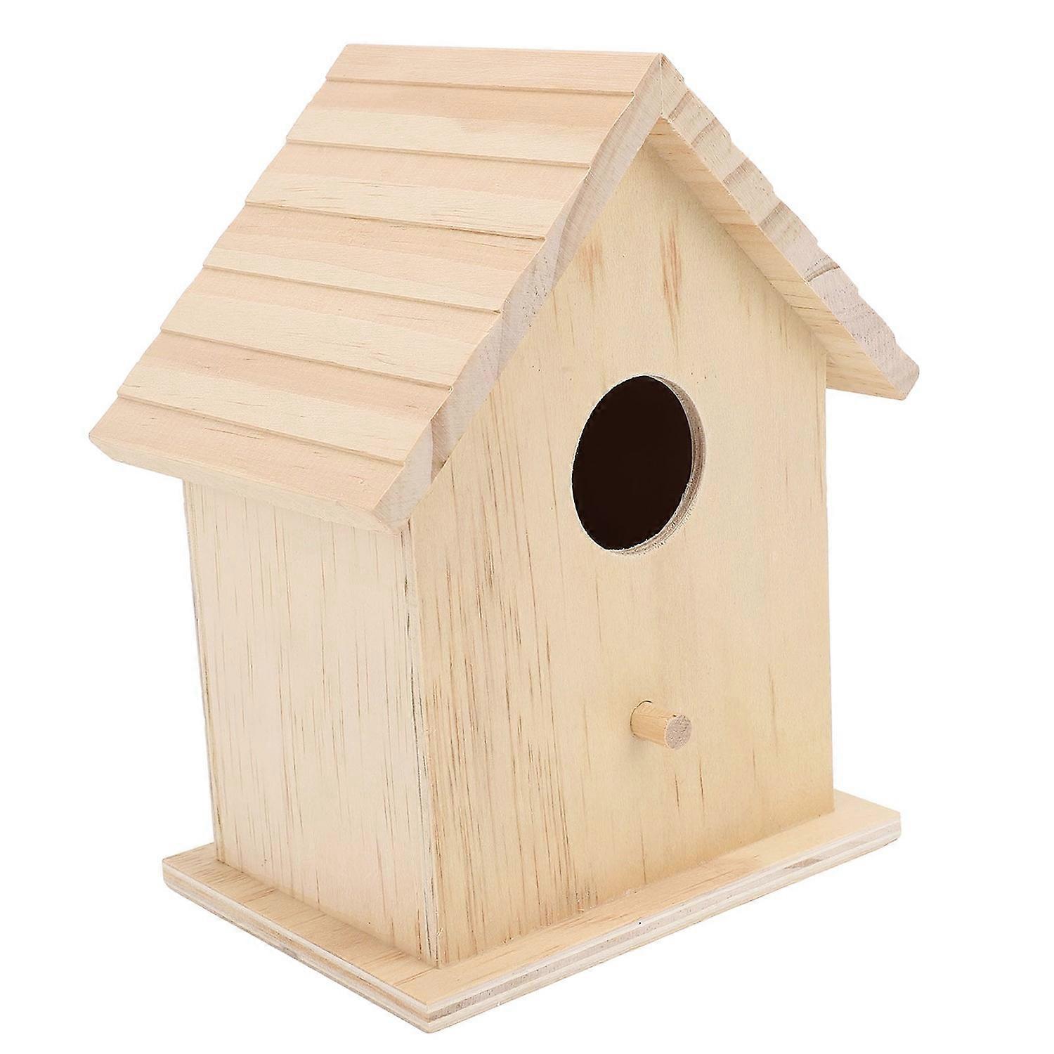 Bird House Paintable Unfinished Wood Bird Breeding Nesting Box for Pet Birds Rest Relax