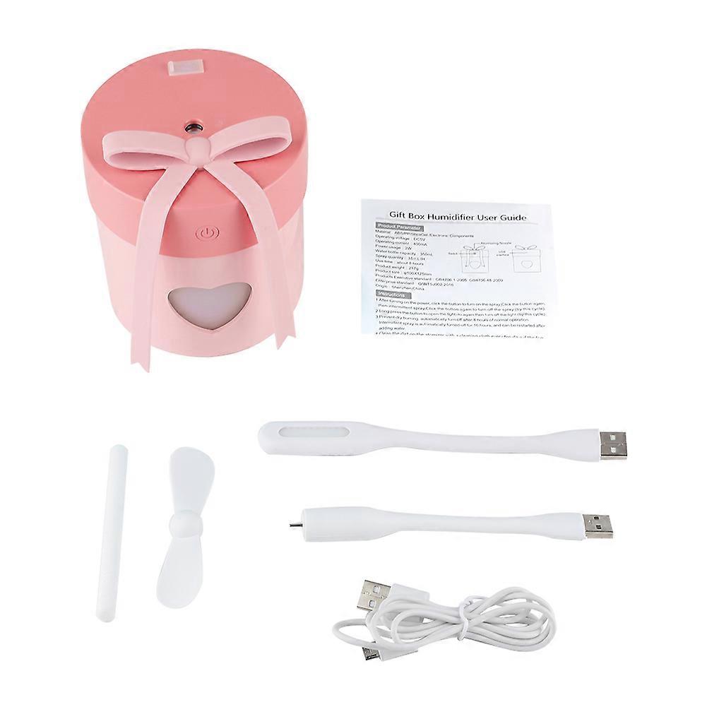 Multifunctional Ultrasonic Humidifier Night Light Diffuser with Mini Fan USB Cable Red