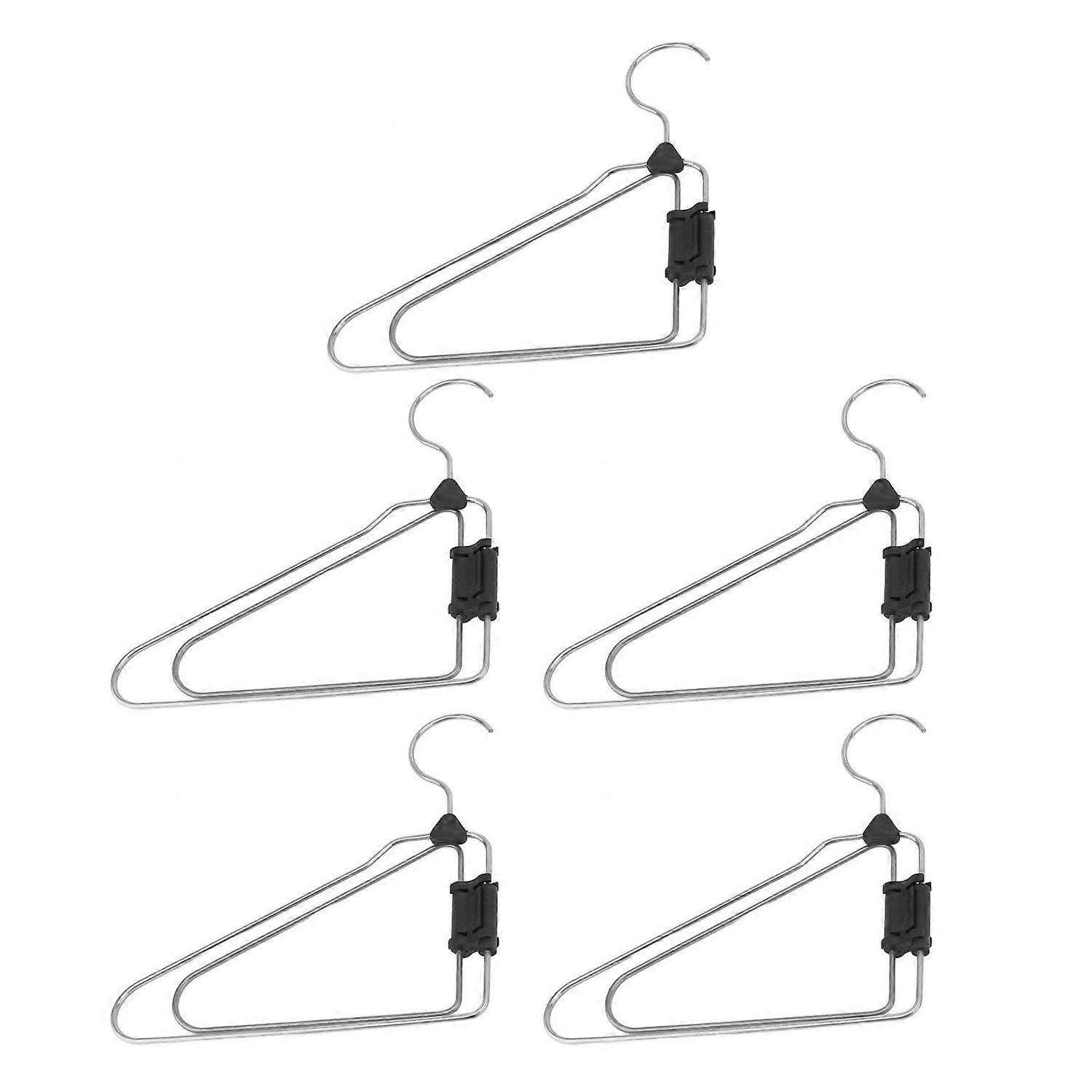 5pcs Foldable Clothes Hanger Stainless Steel Multifunctional Anti Slip Foldable Garment Hangers for