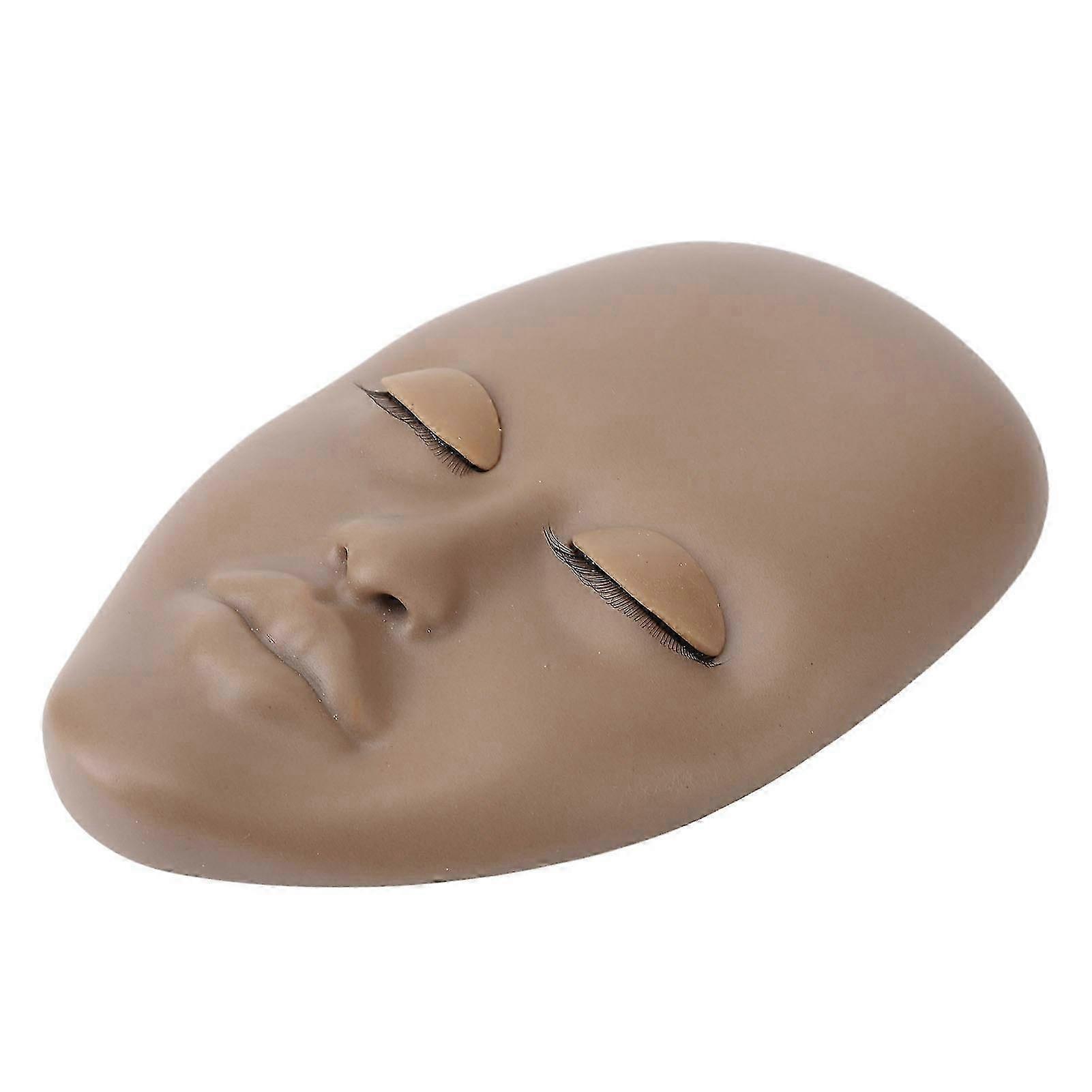 Lash Mannequin Head Eyelash Extension Practice Doll Head with 3 Pairs Replaceable Eyelid Single Layer Lashes Dark Brown