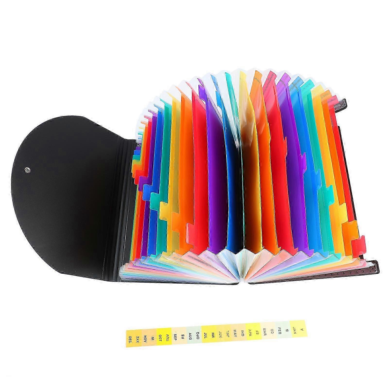 24 Pockets Expanding File Folder with Cover Index Tag Waterproof Classification Accordion File Organizer for Office School