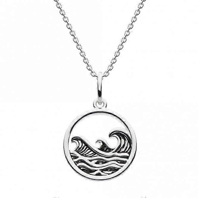Wave Circle Black Enamel Pendant 93390HP