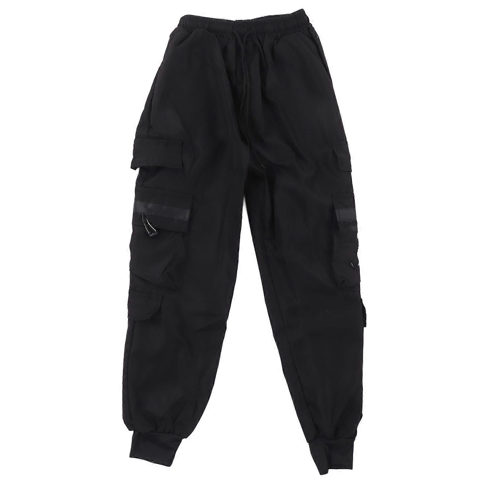 Multi Pocket Casual Pants Drawstring Plain Color Long Multi Pocket Trousers for Summer Spring