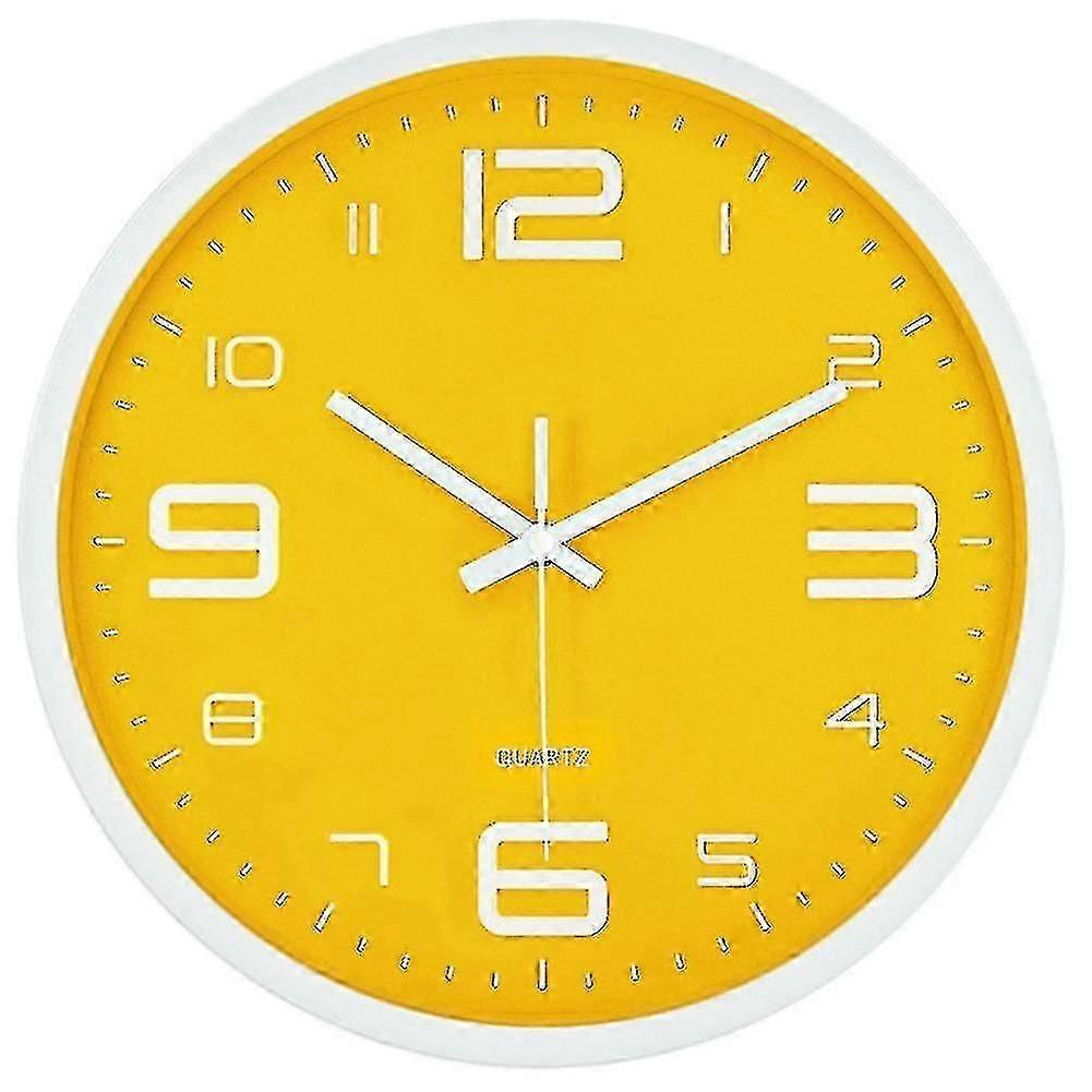 Silent Nordic Creative Amarillo Moderno Hogar Simple Reloj de Pared