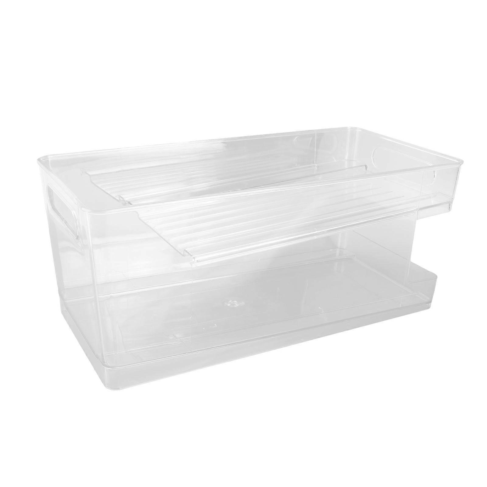 Double Layer Soda Can Automatic Rolling Transparent Beverage Can Storage Organizer for Refrigerator