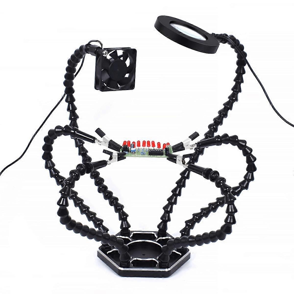 Third Hand Soldering PCB Holder Tool Helping Hands Crafts Hobby Welding Station USB DC Cooling Fans